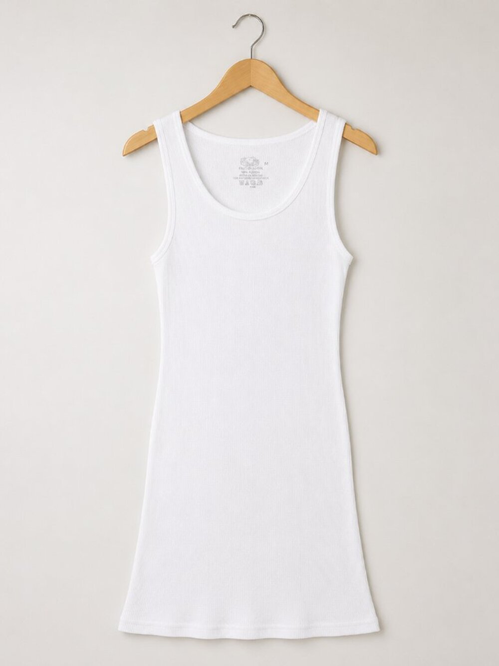 Dress Tank M Cotton Ribbed White Y2K Preppy Sporty Coastal Beach